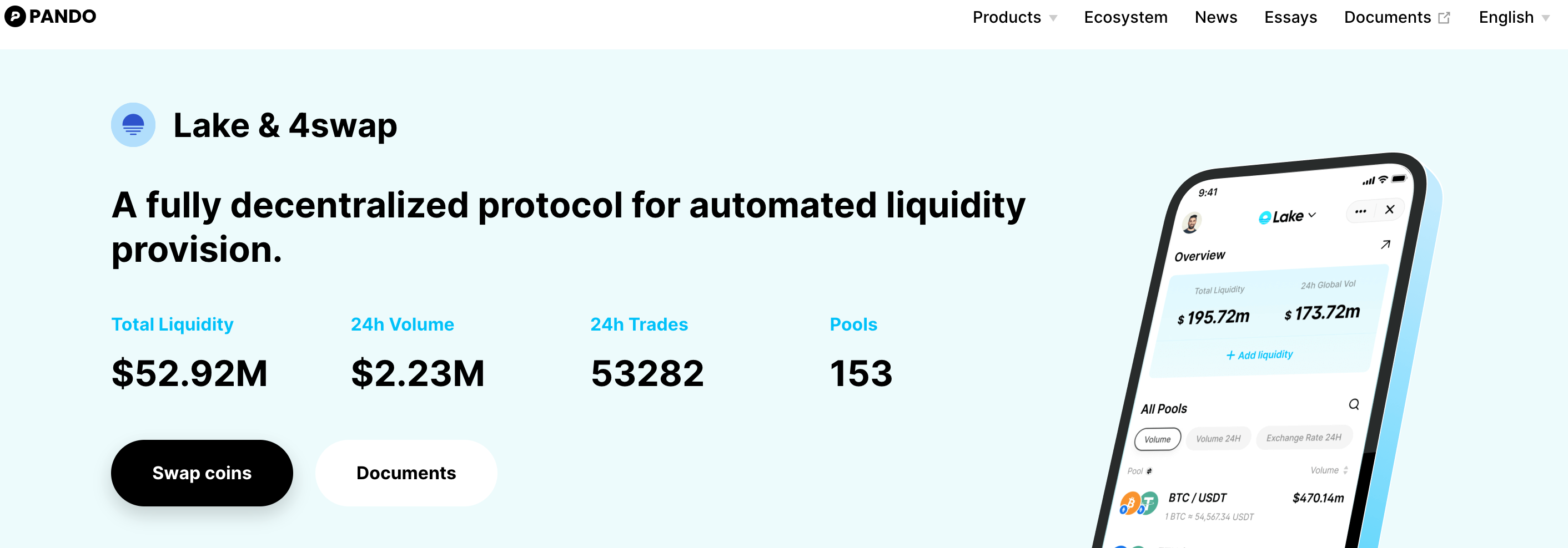 Lake Product Page Screenshot